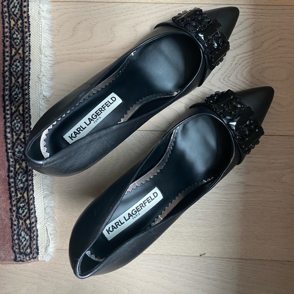 Karl Lagerfeld black sequin heels